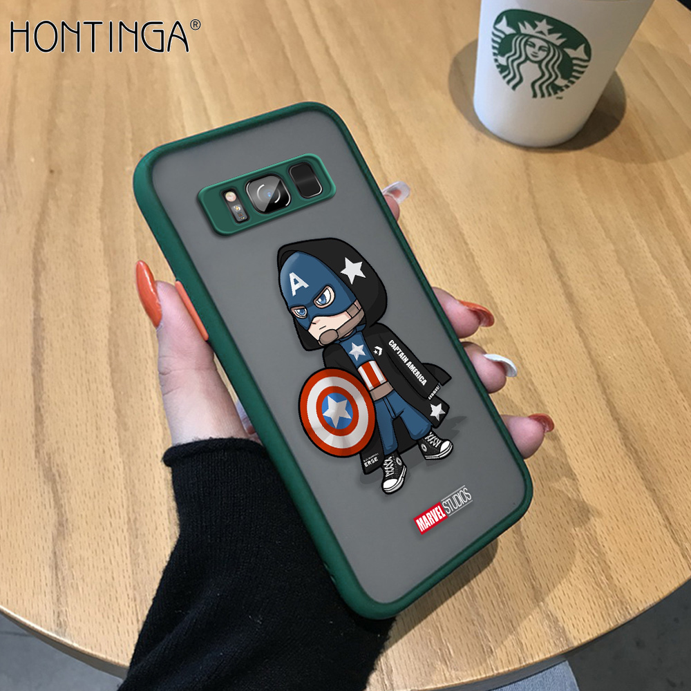 Hontinga Casing Case For Samsung Galaxy S8 S8 Plus Case Cartoon Ironman Spiderman Captain American Hulk Frosted Transparent S8+ Phone Case Back Cover Casing Anime Hard Case For Boys For Girls For Men
