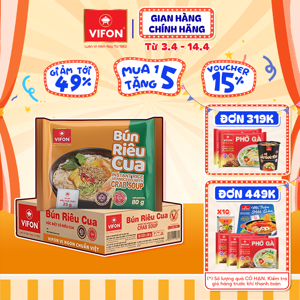 [VOUCHER 10%] Bún Riêu Cua VIFON 80gr/gói