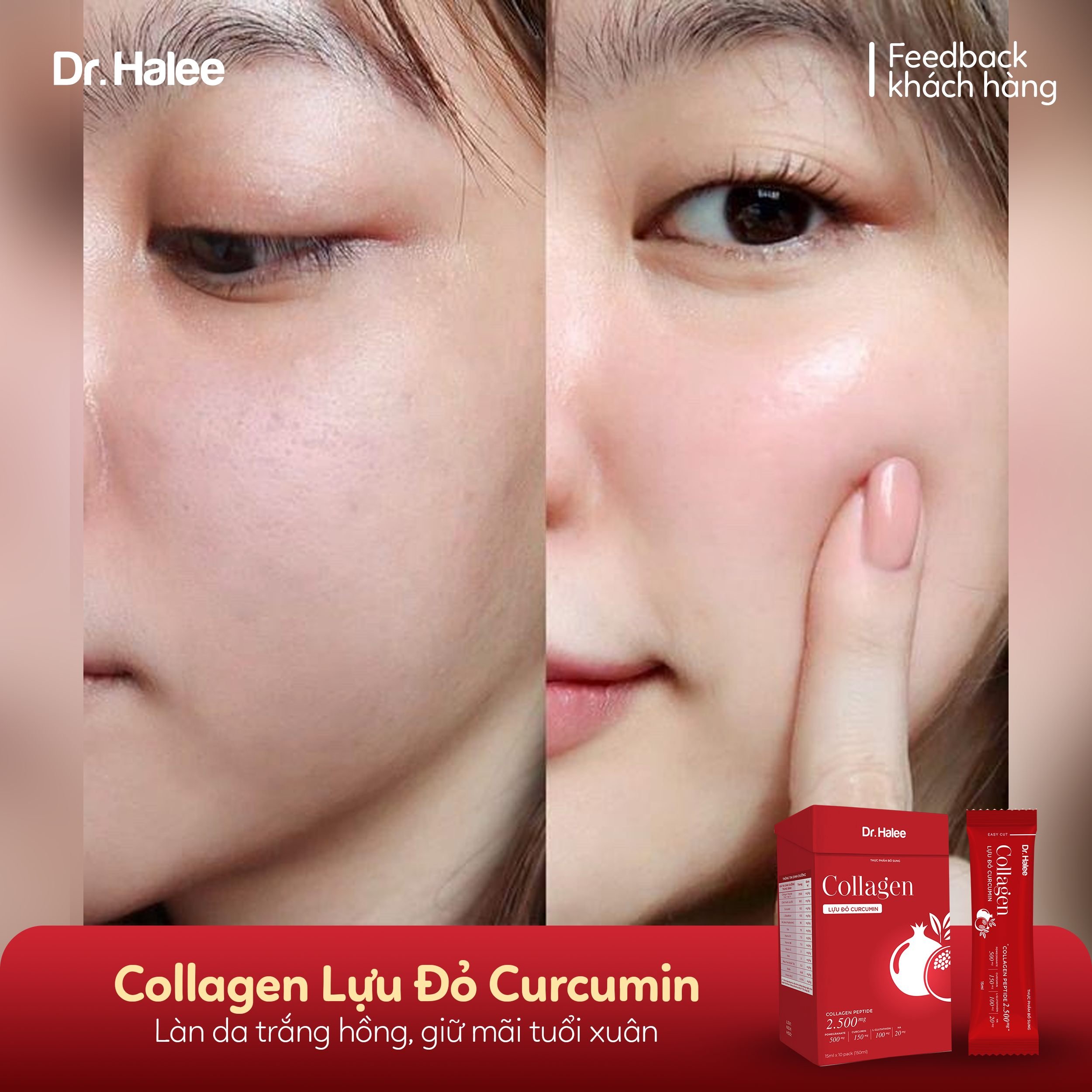 Collagen Lựu đỏ Curcumin - Hộp 10 gói