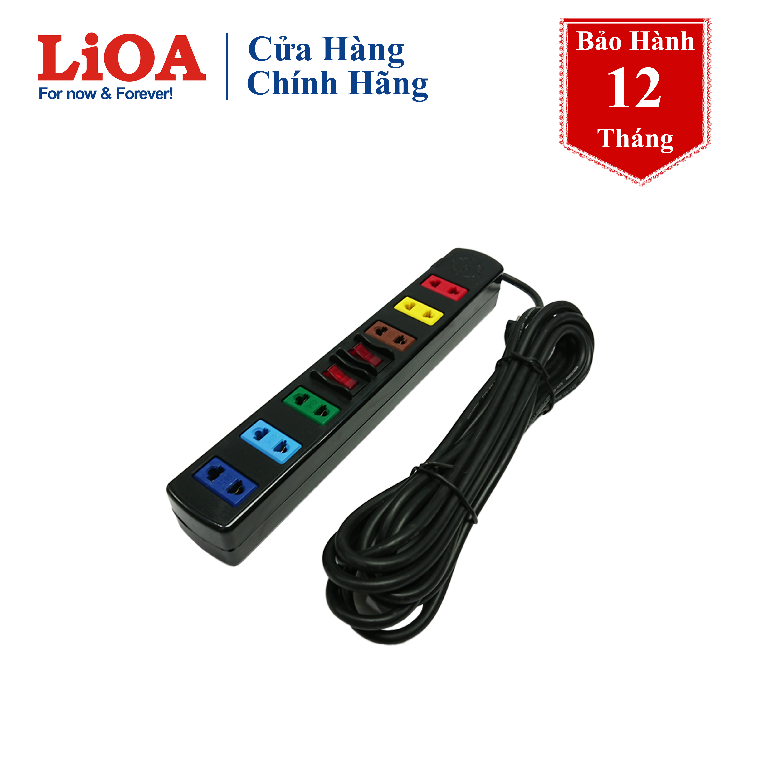 ổ cắm điện LiOA 6 ổ cắm 2 công tắc 5 mét (6S5)