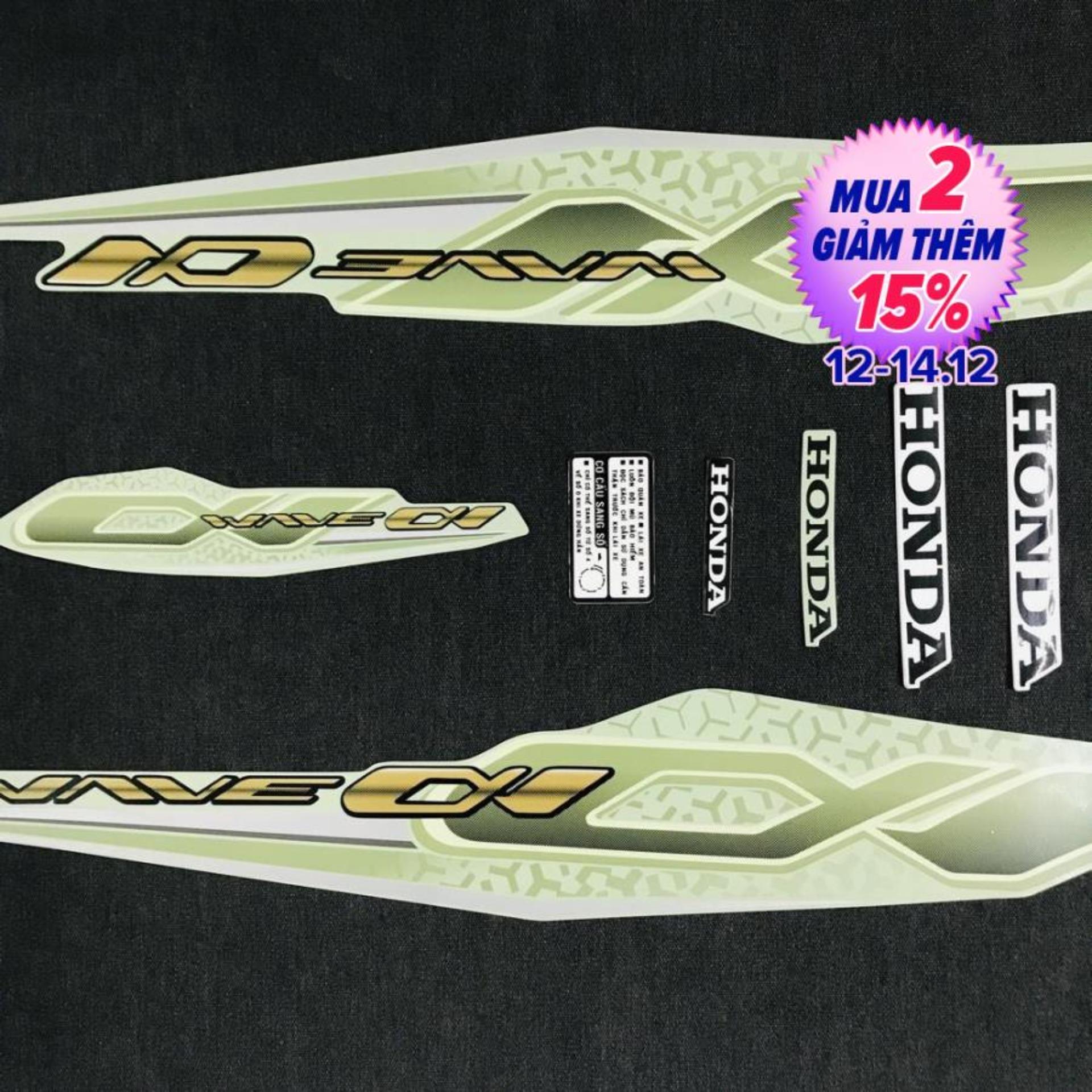 Decal bộ tem rời tem full mẫu zin cho wave anpha 2019 màu xanh ngọc