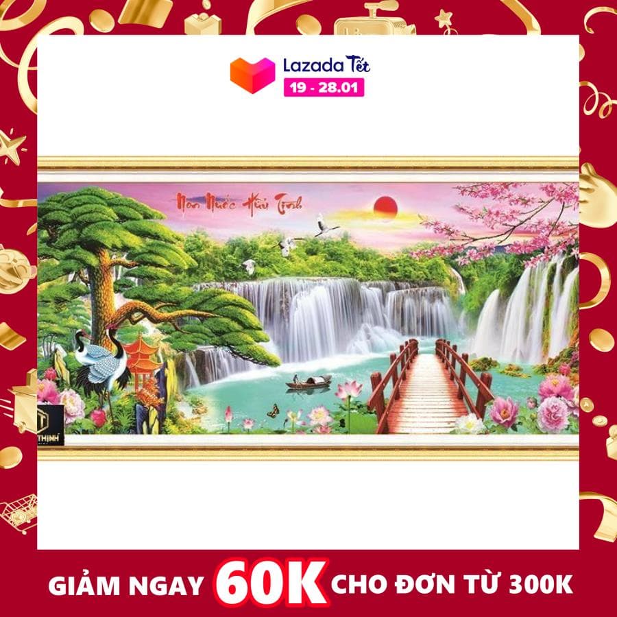 Tranh Đính Đá Phong Cảnh | Non Nước Hữu Tình VS031 ( 118 x 50 cm )