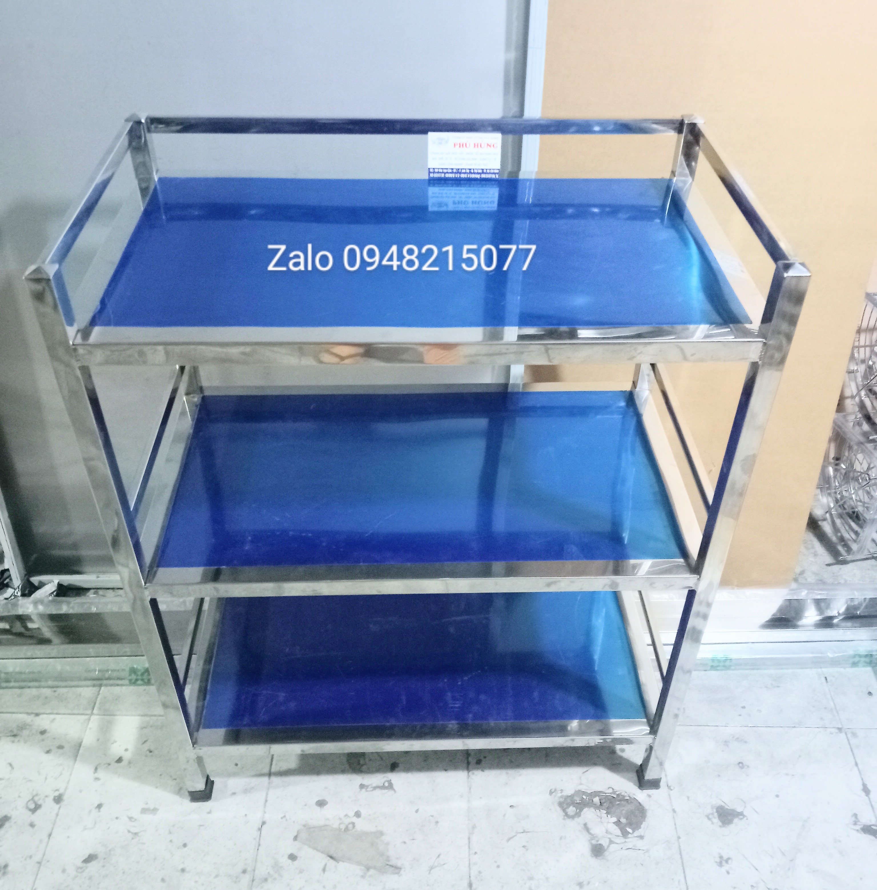 KỆ INOX 3 TẦNG MẶT PHẲNG( ĐỦ SIZE)