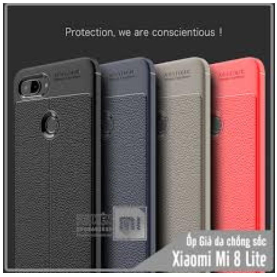 Ốp lưng Xiaomi Mi 8 Lite Giả da chống sốc Auto Focus