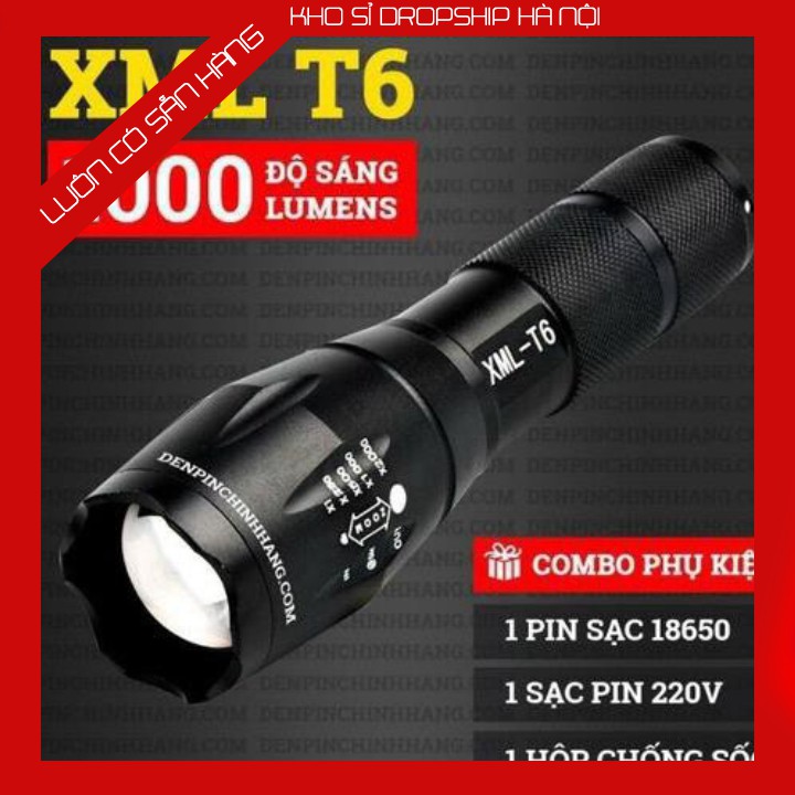 Đèn pin siêu sáng bóng led xml t6  bin mini cầm tay