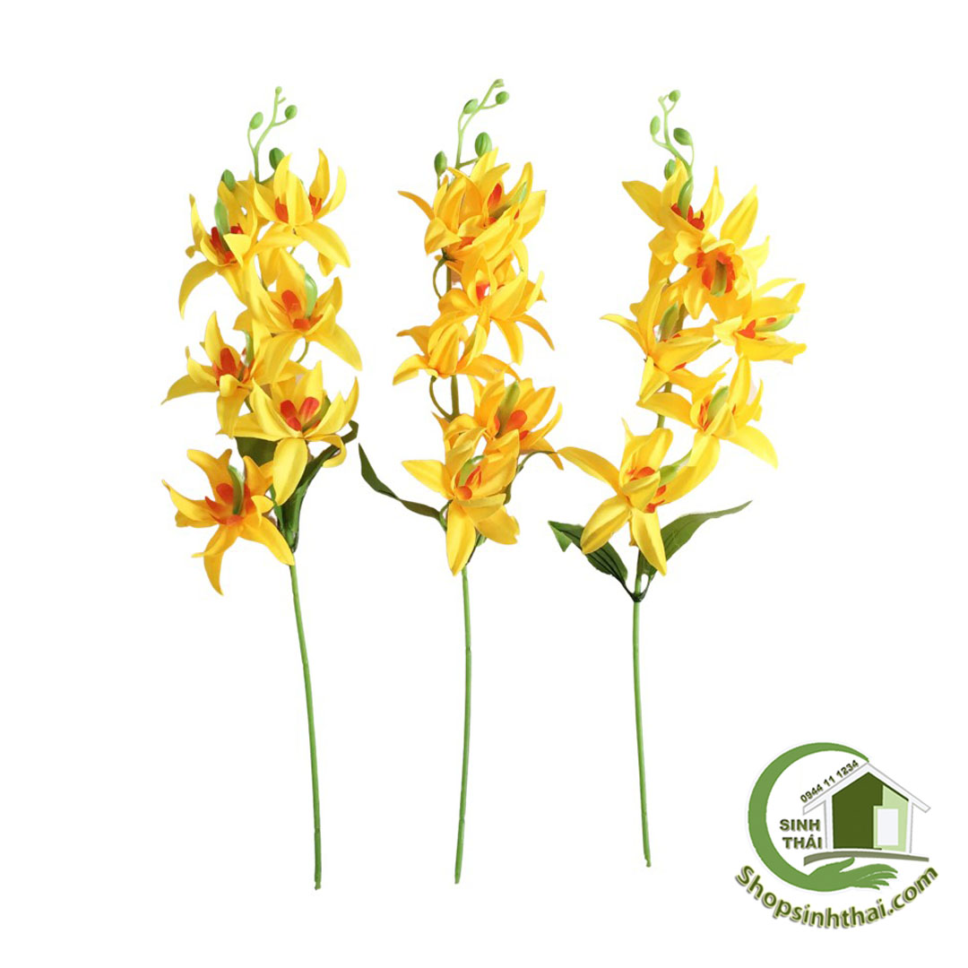 Cành Hoa Lan Sao Màu Vàng - Hoa Giả Cao Cấp