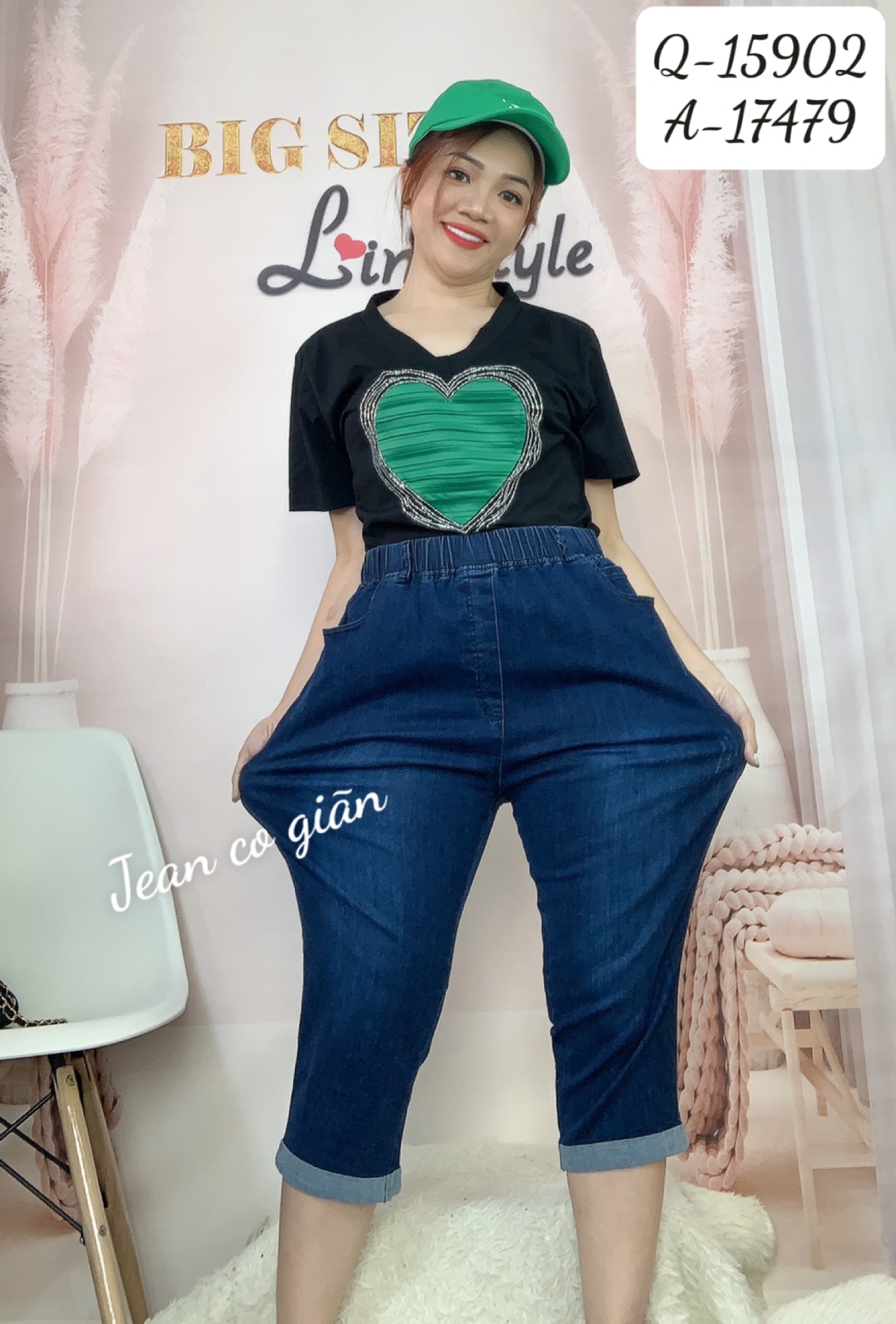 Quần Jean lửng BIGSIZE size ĐẠI lưng thun 15902