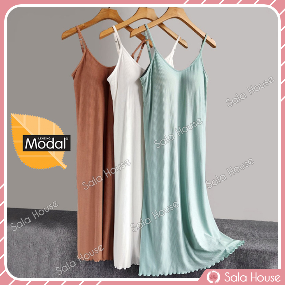 [HCM]Đầm Bầu Hai Dây Có Mút Ngực Mềm Mịn Mát - VB07