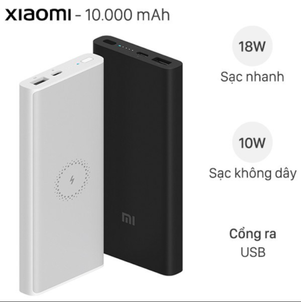 [ Xả Kho Sale 50% ] Pin Sạc Dự Phòng Không Dây Polymer 10.000 mAh Type C Xiaomi Mi Wireless Power Bank Essential Thiết kế Mỏng Nhẹ Chắc Chắn Sang Trọng,Sạc Dự Phòng Không Dây Xiaomi Chuẩn QI Dung Lượng Pin Lớn ,Sạc Nhanh Công Suất 18W.