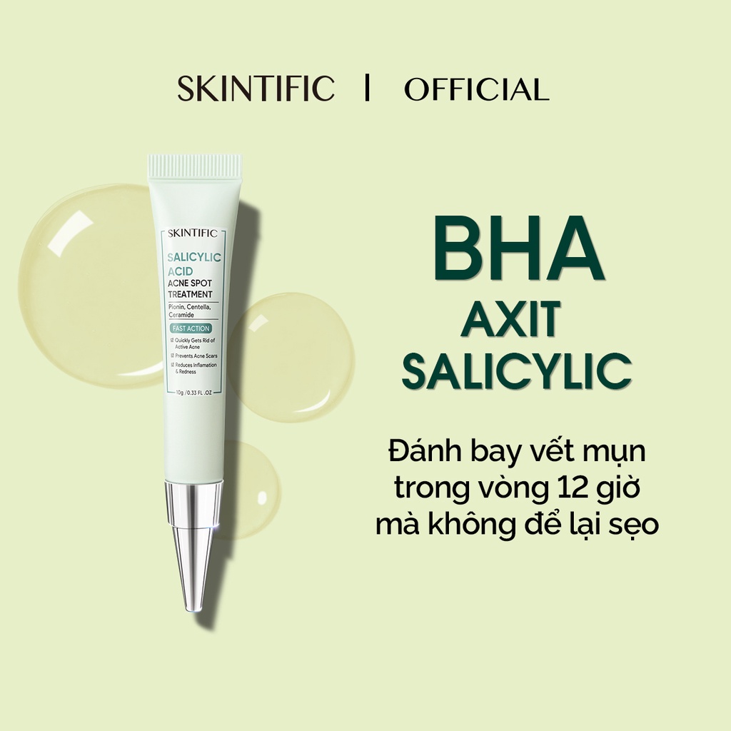 SKINTIFIC Salicylic Acid Acne Gel 10Gr Loại bỏ mụn nhanh chóng mà không để lại sẹo mụn