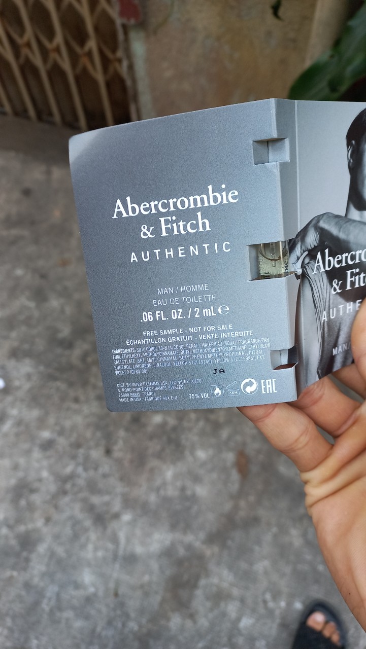 Mẫu Thử Nước hoa nam : Vials A&F Authentic Man 2ml ( Như Hình )