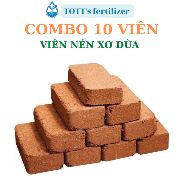 Combo 10 viên nén viên xơ dừa, đất sạch hữu cơ vi sinh, đất trồng cây TOTT’s fertilizer