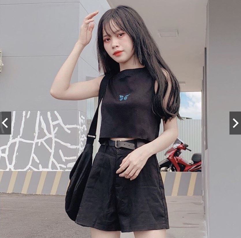 Áo 3 lỗ Crop-Top in hình con bướm