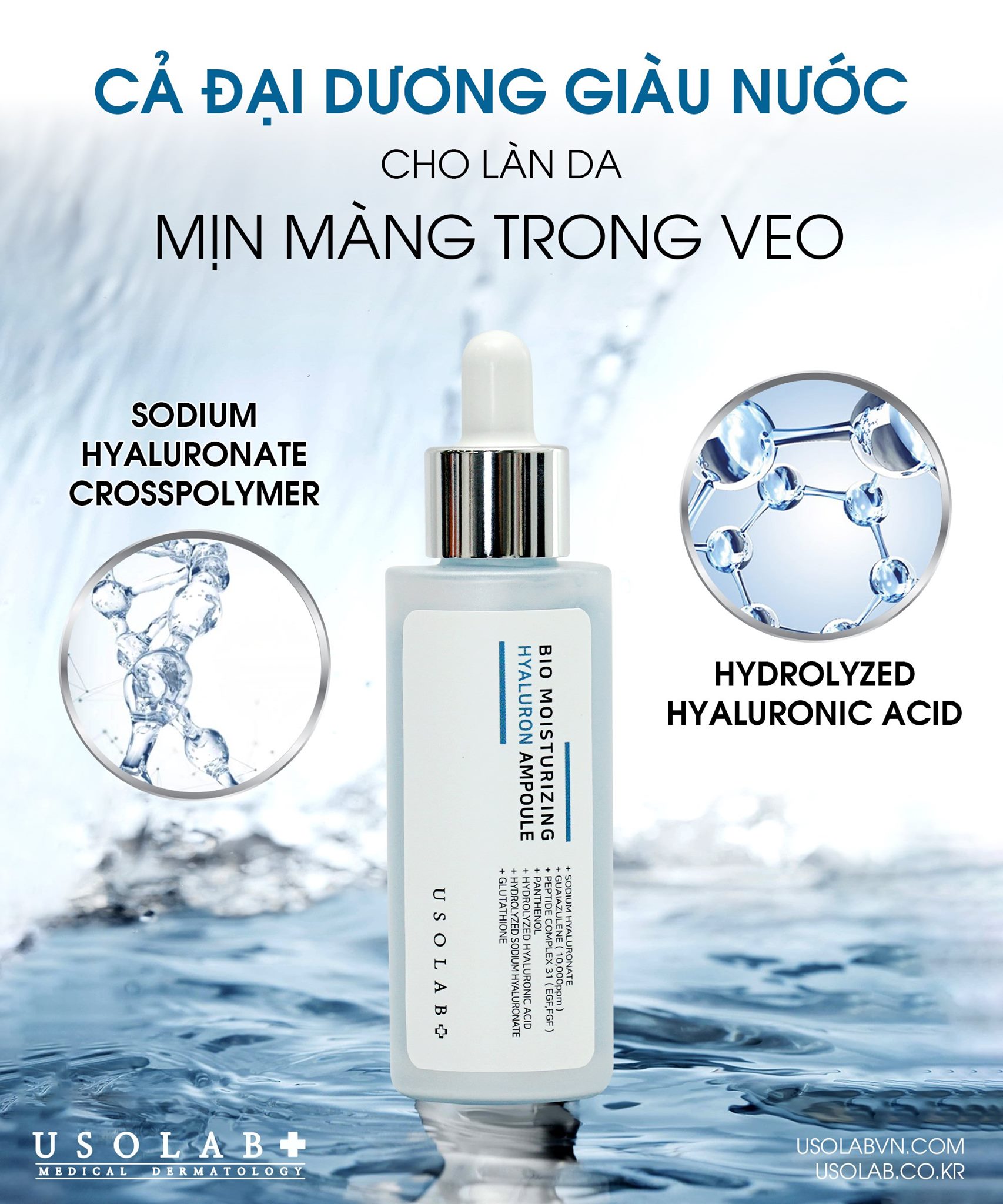 Tinh chất dưỡng ẩm HA Usolab- Hyaluron Ampoule - 50ml