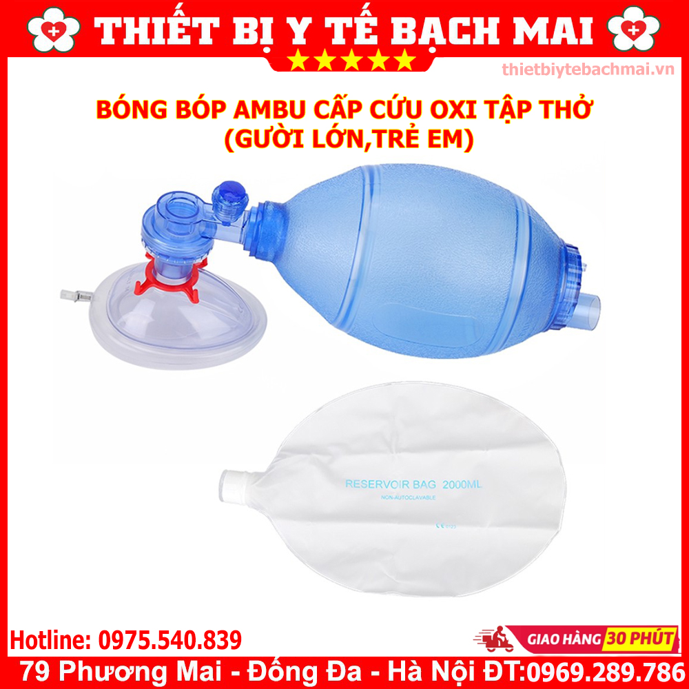 Bóng Bóp Ambu Cấp Cứu Oxy Tập Thở (Người Lớn, Trẻ Em)