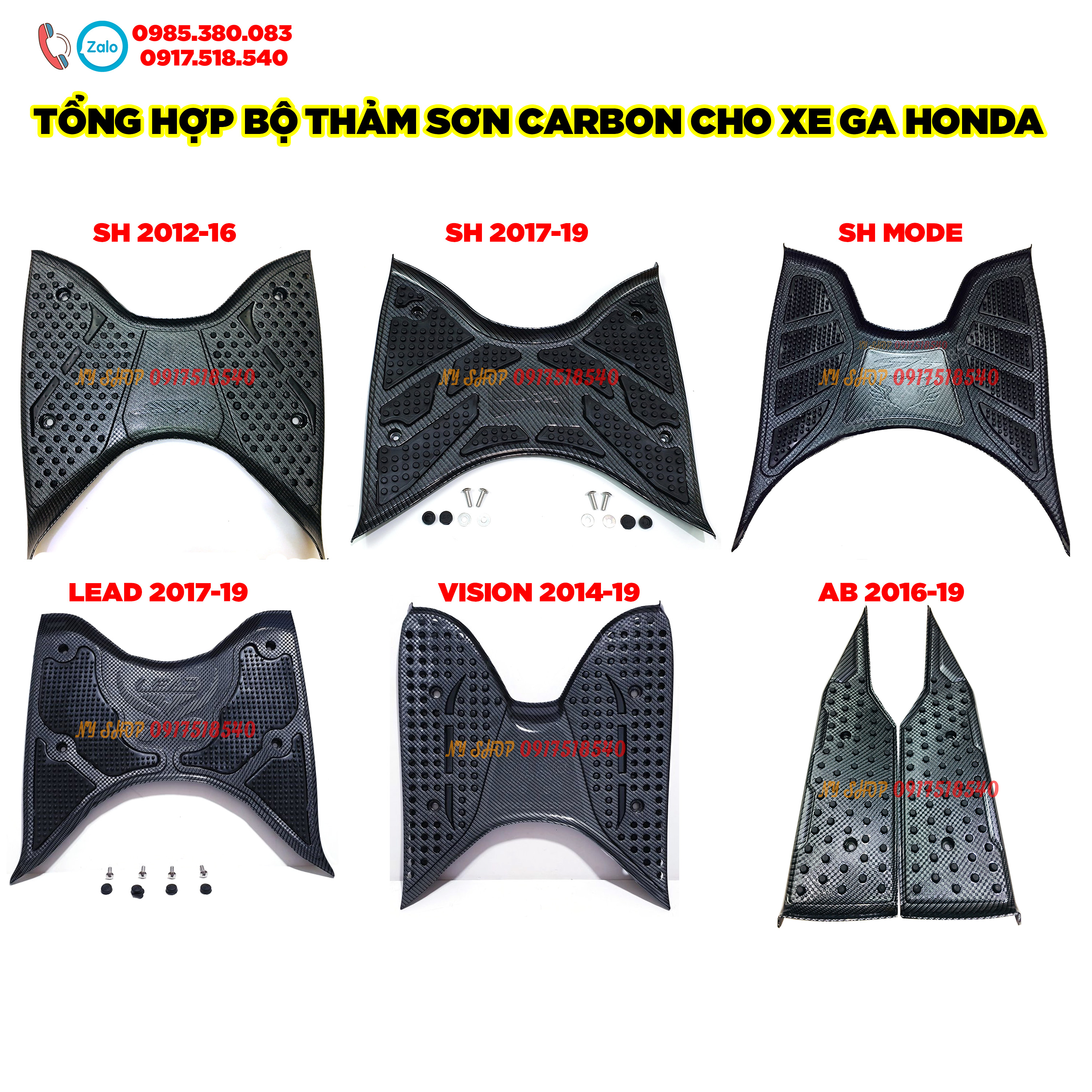 ?? thảm để chân sơn carbon honda sh 2012 - 19 sh mode ab lead vision ??