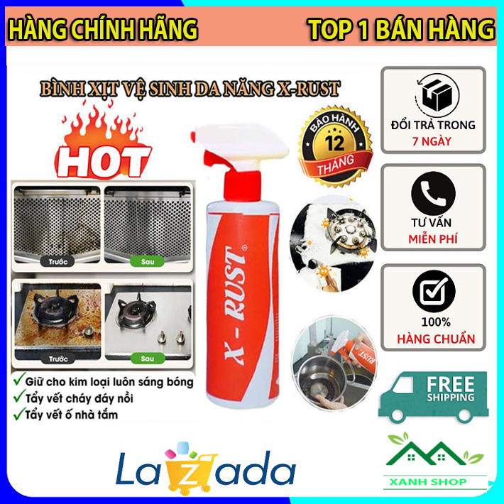 Chai xịt tẩy rửa nhà bếp đa năng, Bình xịt tẩy rửa nhà bếp, Nhà tắm, Các loại dầu mỡ, Cặn bẩn bám lâu ngày - Nước tẩy rửa X-Rust siêu sạch, Nước tẩy rửa xe máy