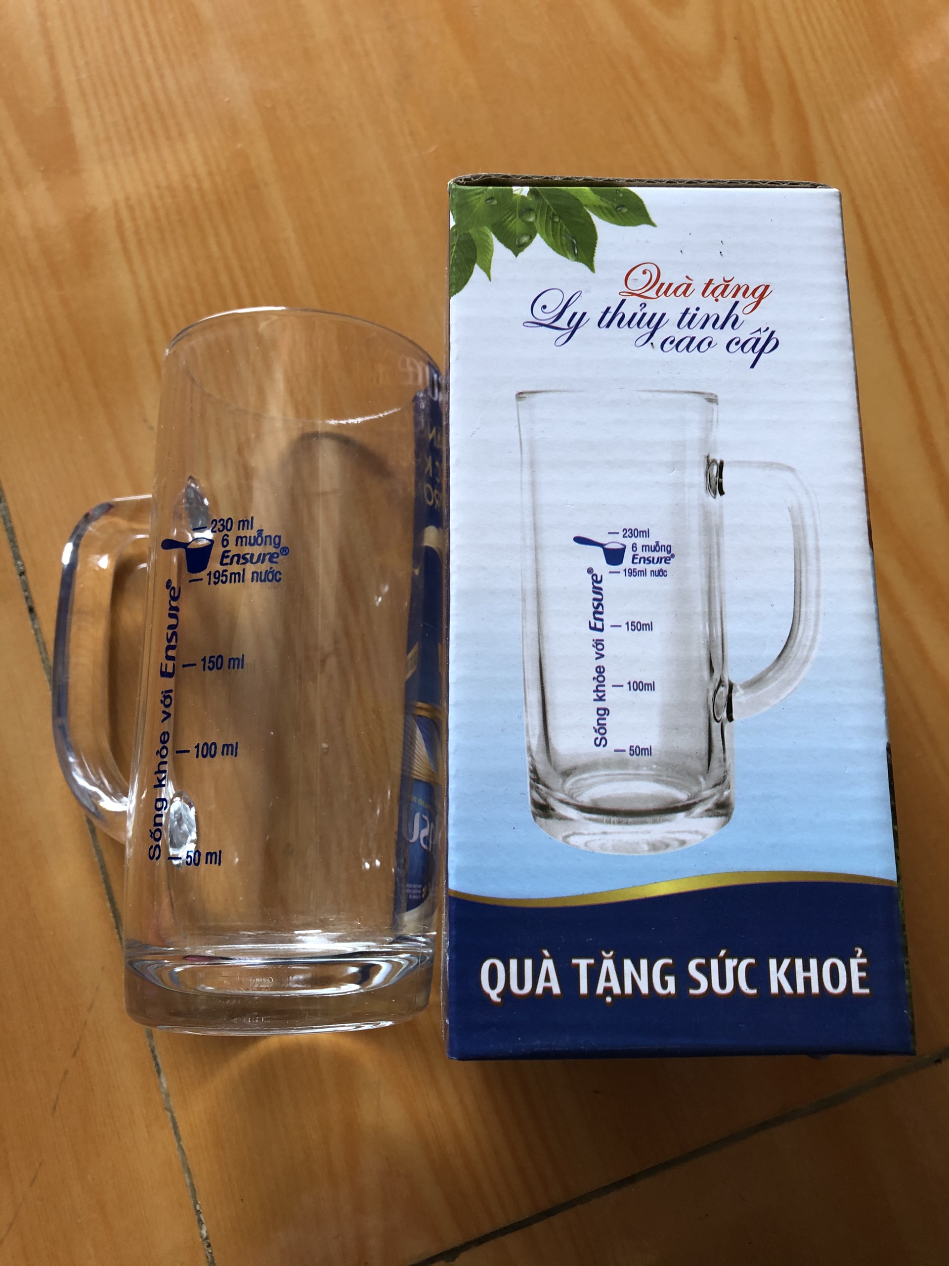 Ly thủy tinh cao cấp hàng km ensure gold