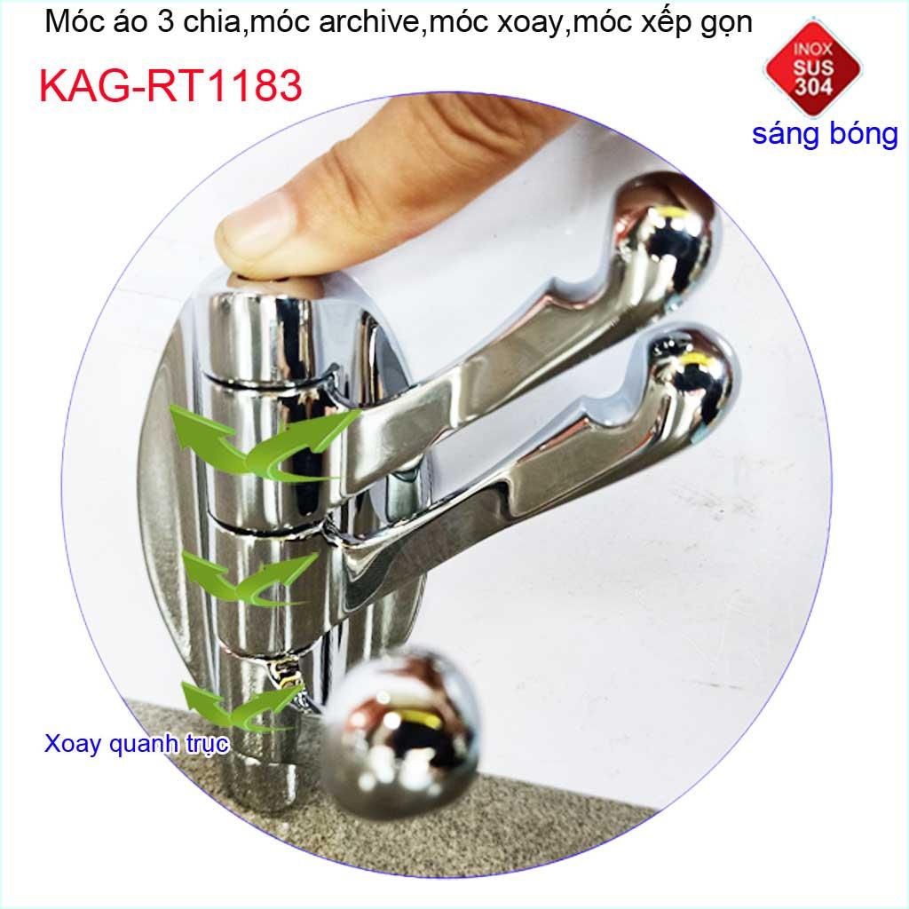 [HCM]Móc treo đồ cao cấp Inox Blanca móc áo phòng tắm Inox 304 móc 3 chia xoay KAG-RT1183