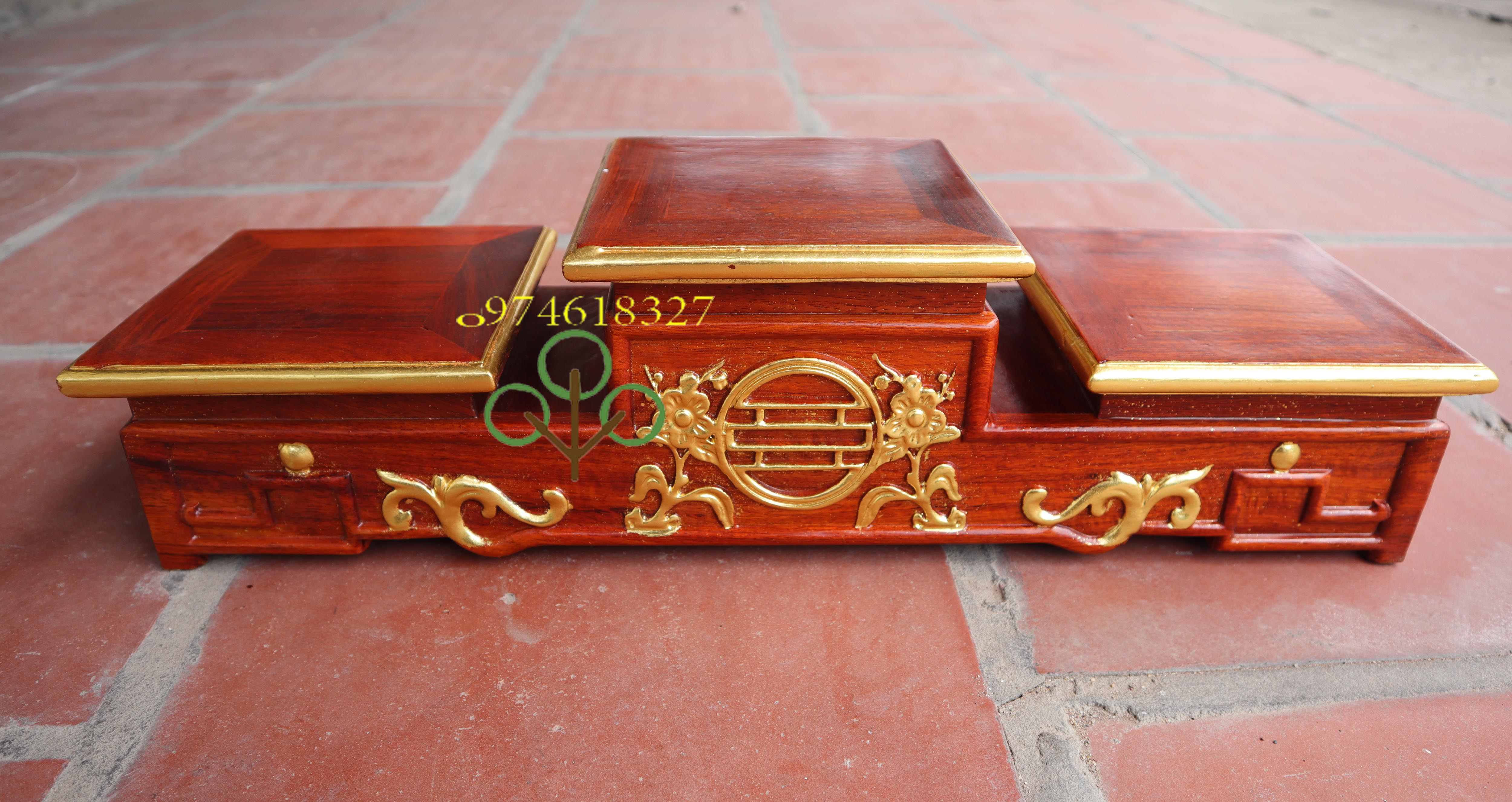 Để bát hương Tam sơn gỗ hương,bục tam thờ cỡ mặt 12,14,16,18,20,22,25cm