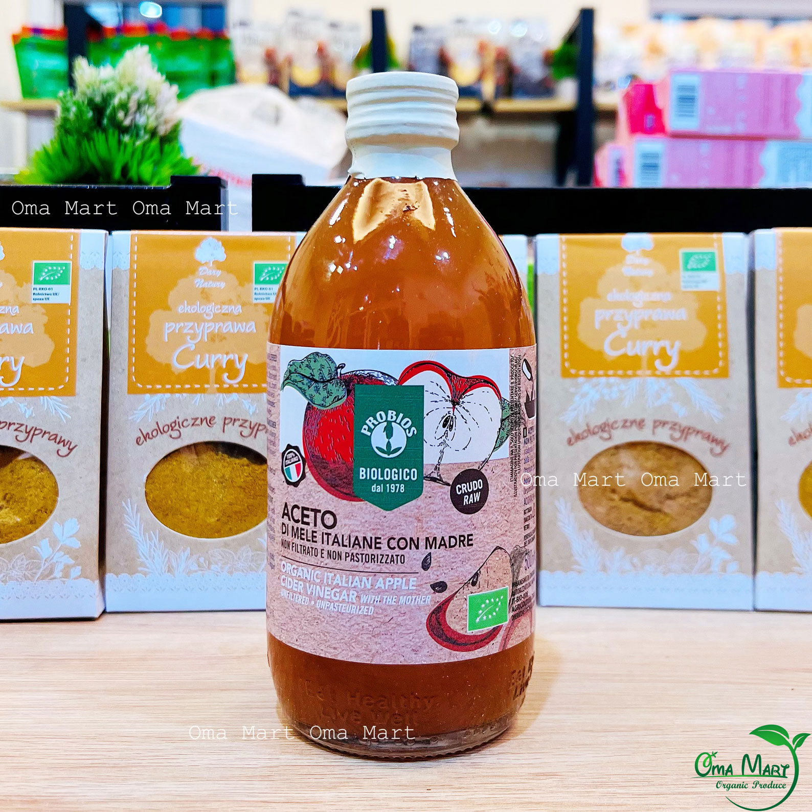 Giấm táo hữu cơ có giấm cái Probios 500ml