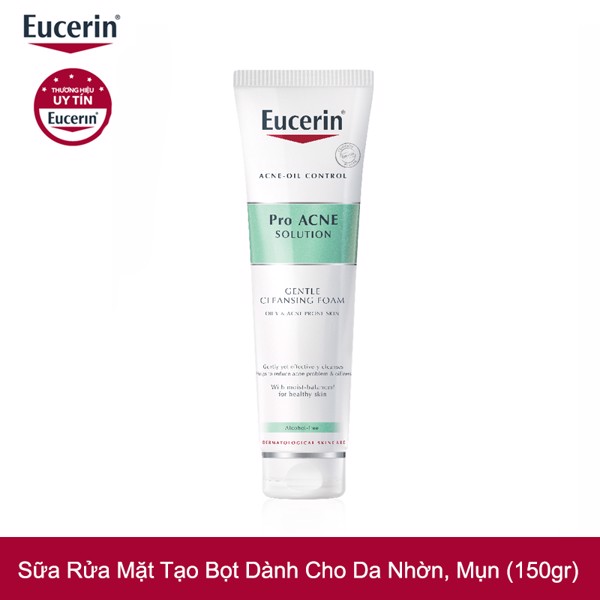 [GIẢM 20K ĐƠN 399K] Eucerin Sữa Rửa Mặt Tạo Bọt Cho Da Mụn Pro Acne Solution Gentle Cleansing Foam 150g
