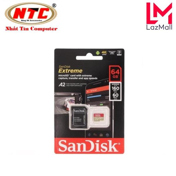 Thẻ Nhớ MicroSDXC SanDisk Extreme 64GB V30 U3 4K A2 R160MB/s W60MB/s - kèm Adapter (Gold) - Nhat Tin Authorised Store