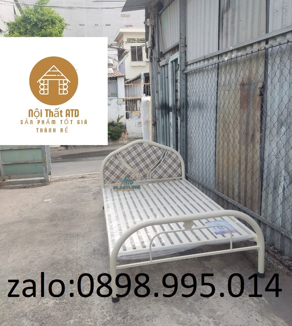 Giường sắt - giường ngủ ngang 80cm 1m 1m2 1m4 1m6 1m8 dài 2m, sắt dày cứng cáp sơn tĩnh điện siêu bền đẹp giá rẻ