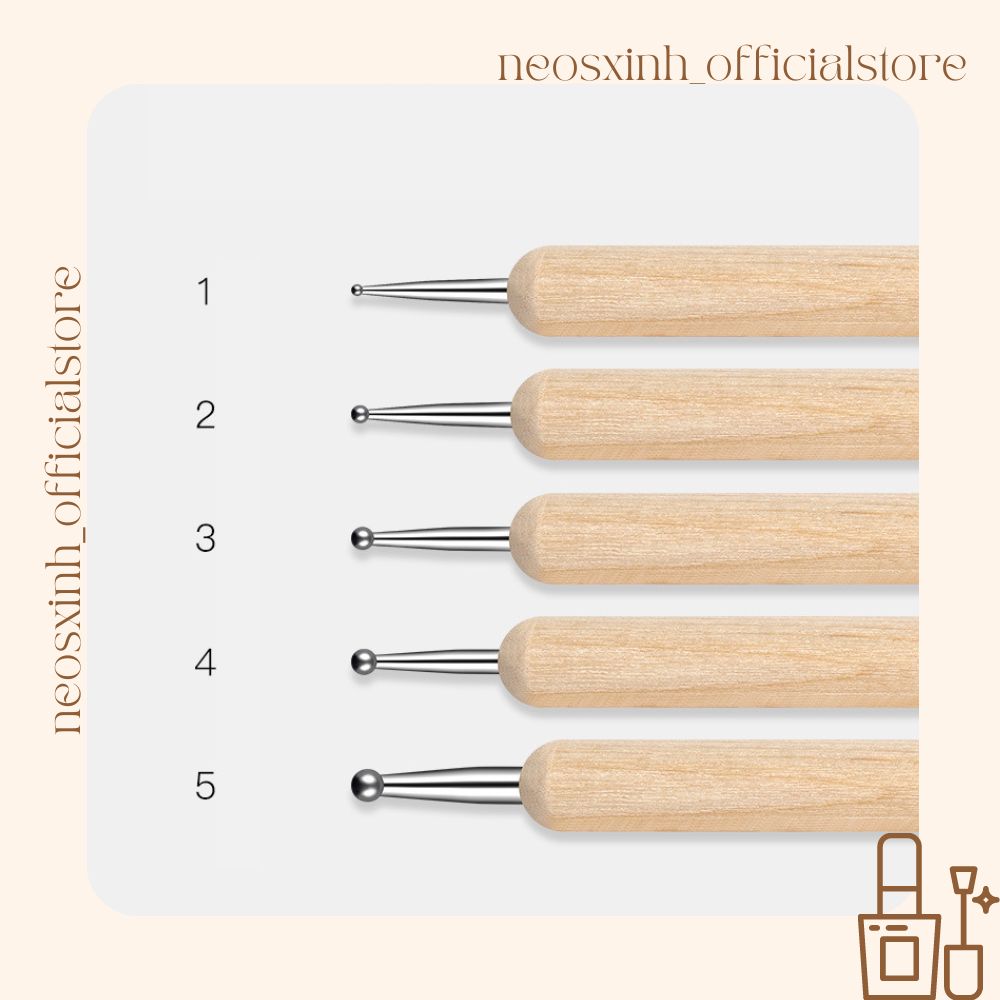 Bộ 5 Cọ Chấm Bi Vẽ Móng - Neosxinh Nails