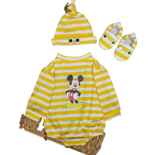 [HCM]SÉT BODY 3 MÓN BÉ TRAI SỌC MICKEY VÀNG