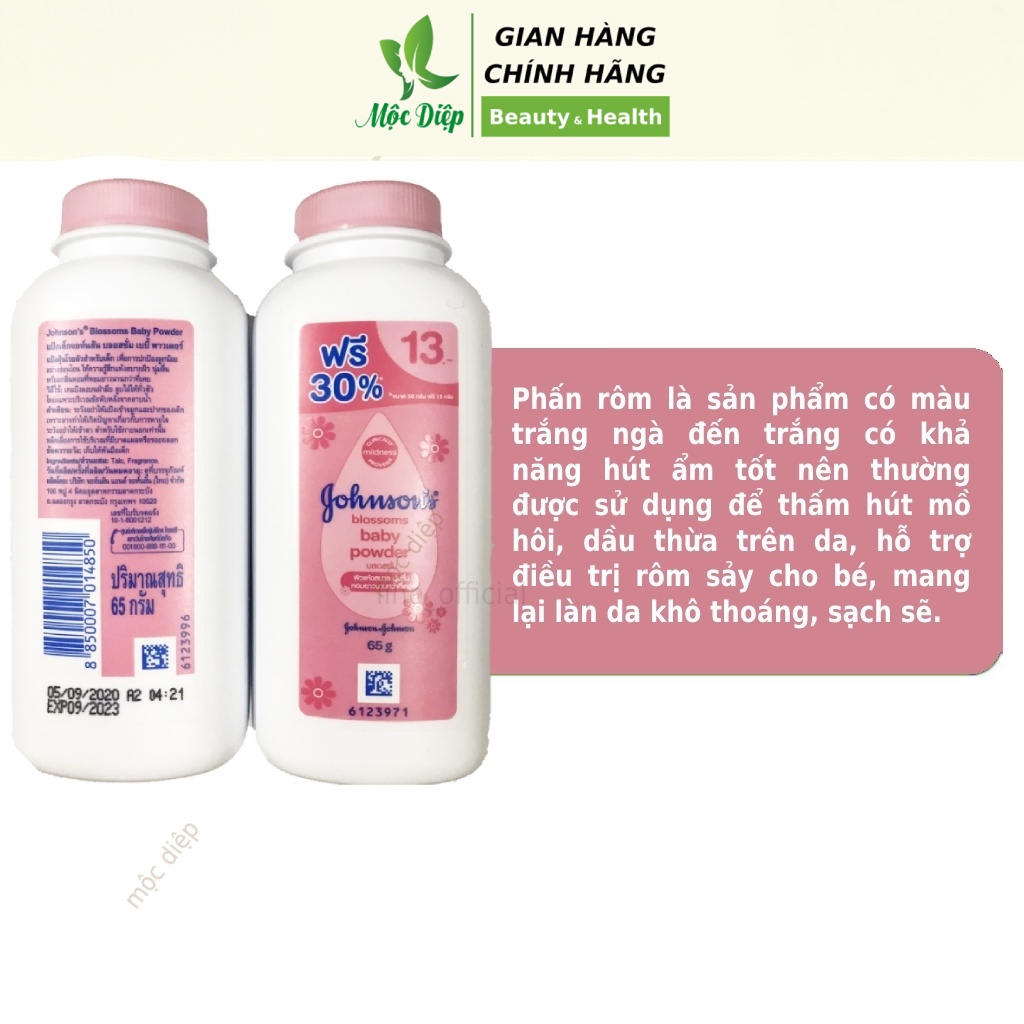 Phấn rôm Johnson Baby 65g cho bé, người lớn - Mộc Diệp