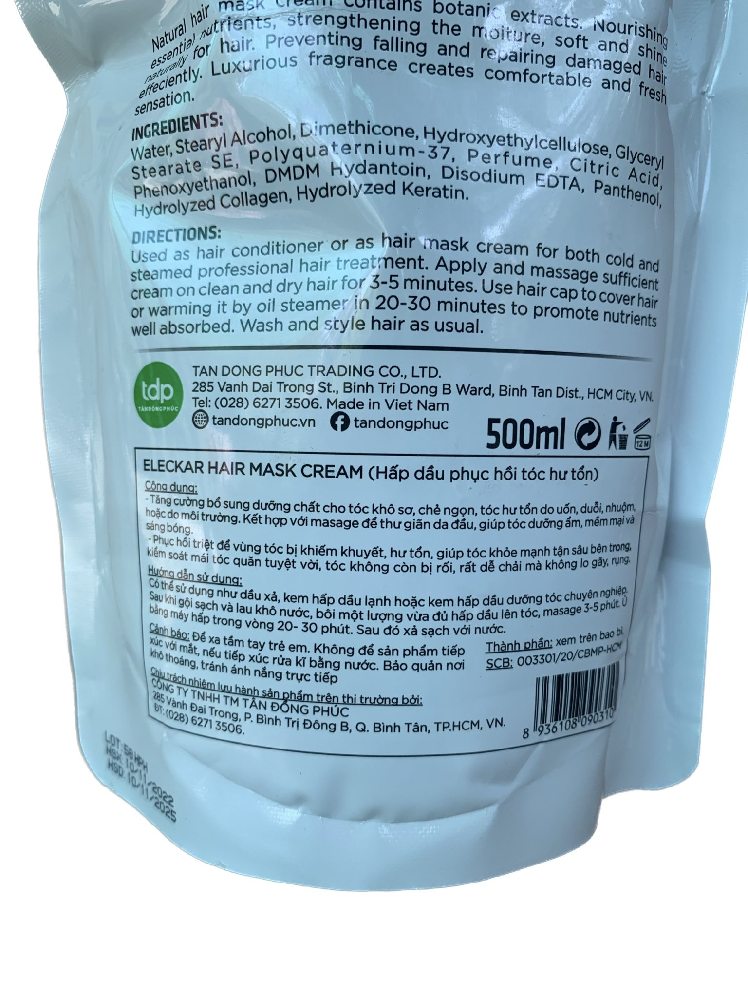 Hấp dầu Eleckar phục hồi tóc hư tổn 500ml