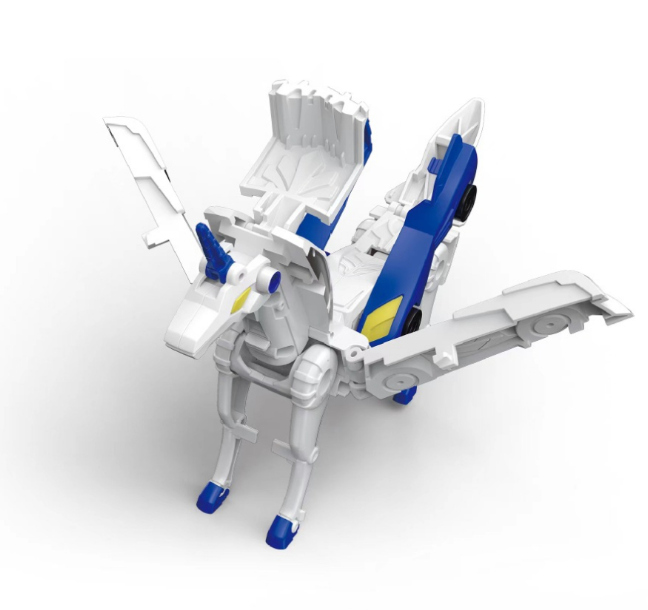 Ô tô biến hình kỳ lân rô bốt unicorn - bộ đồ chơi 2 ô tô biến hình lắp ghép ngựa cho bé