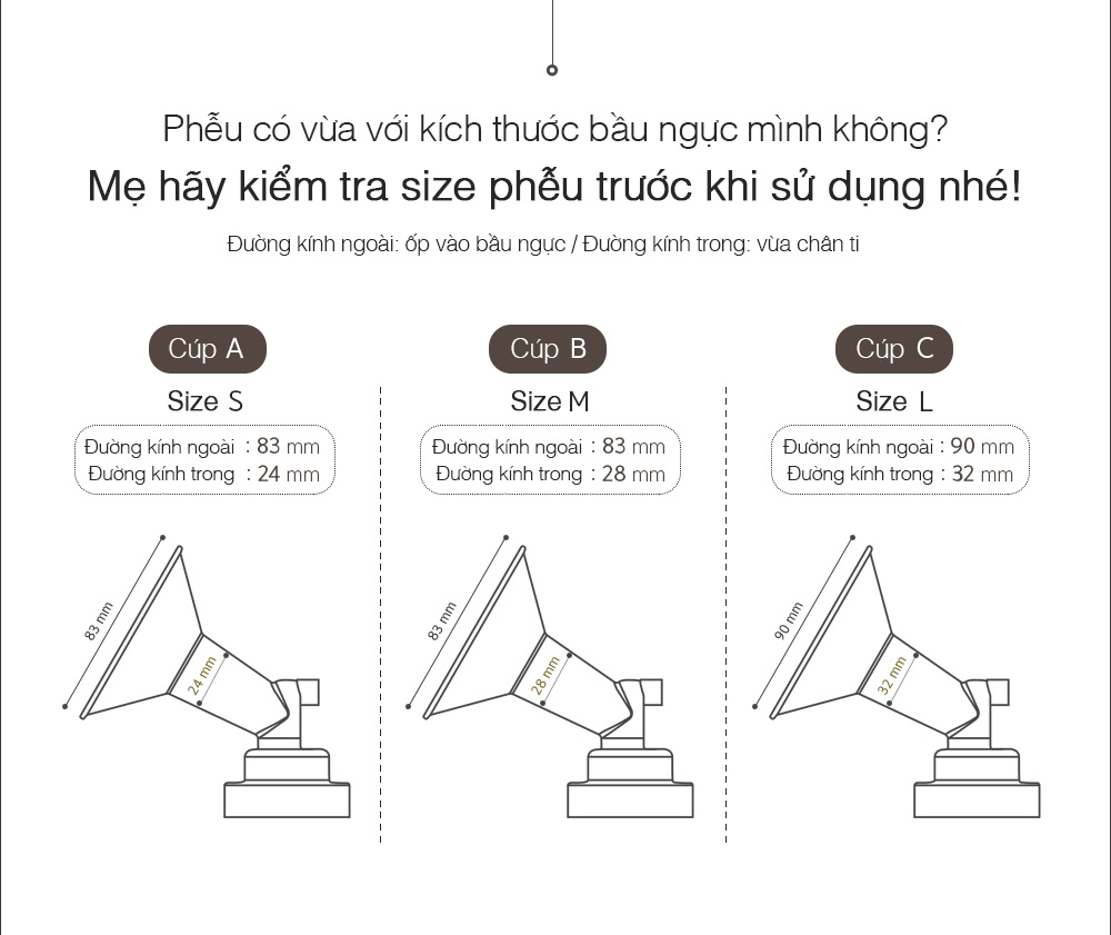 PHỂU DÙNG CHO MÁY HÚT SỮA SPECTRA (SIZE PHỄU(16/20/24/28/32)