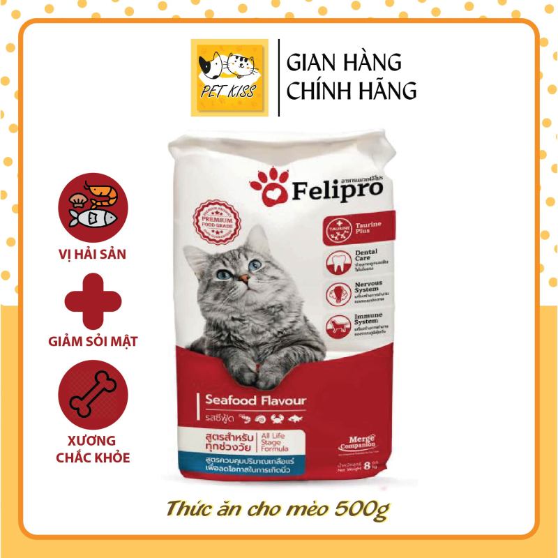 Thức ăn hạt cho mèo cao cấp Felipro Vị hải sản, gói 500g