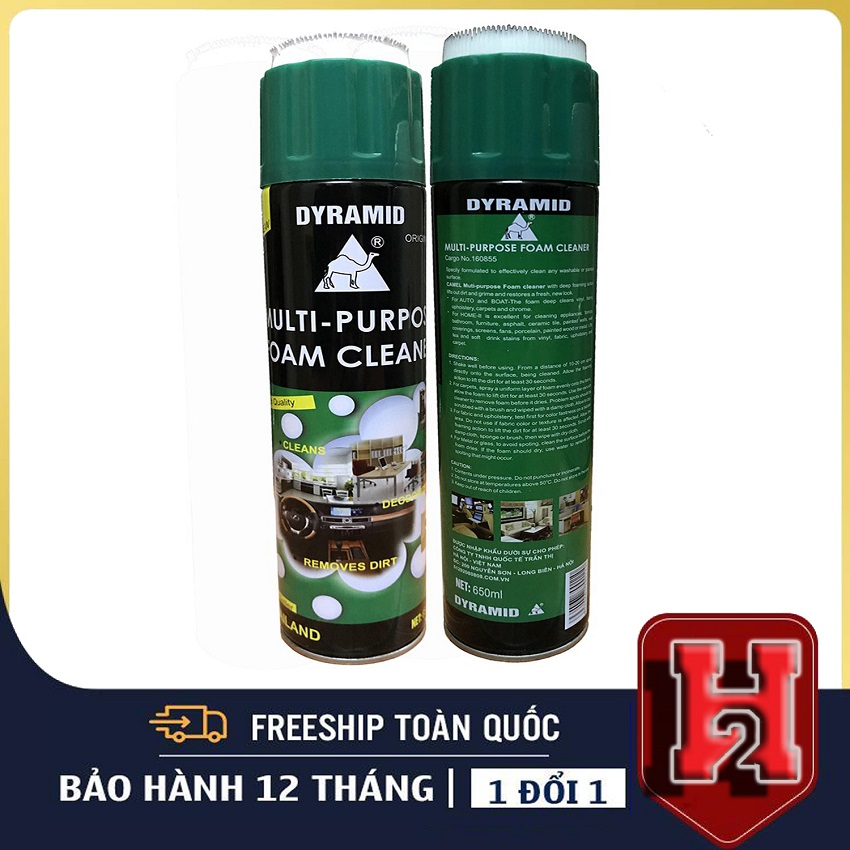 Dyramid bình xịt bọt tẩy rửa nội thất đa năng vn04-chai xịt tẩy nội thất ghế da, nỉ ô tô, foam cleaner.
