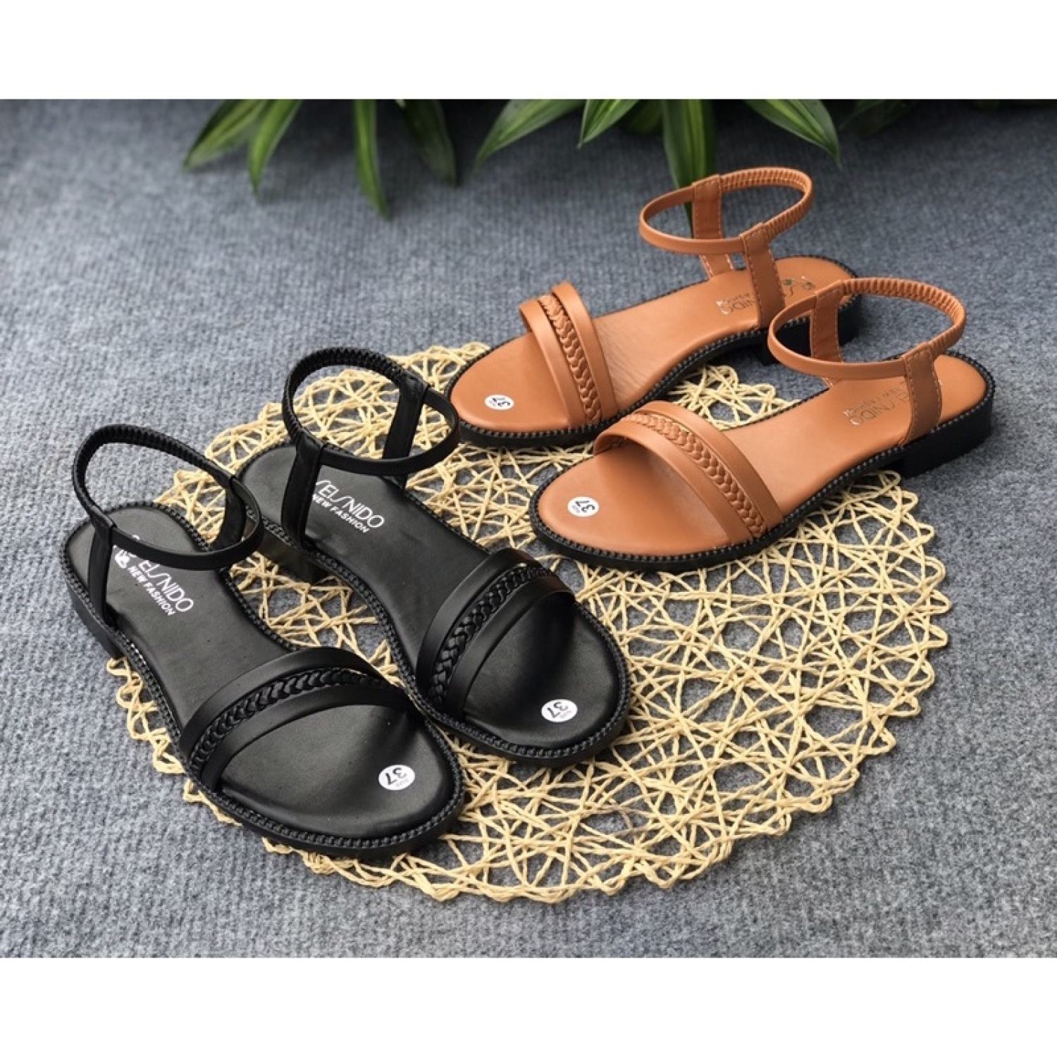 Dép sandal nữ quai ngang thắt bính đế 3 phân