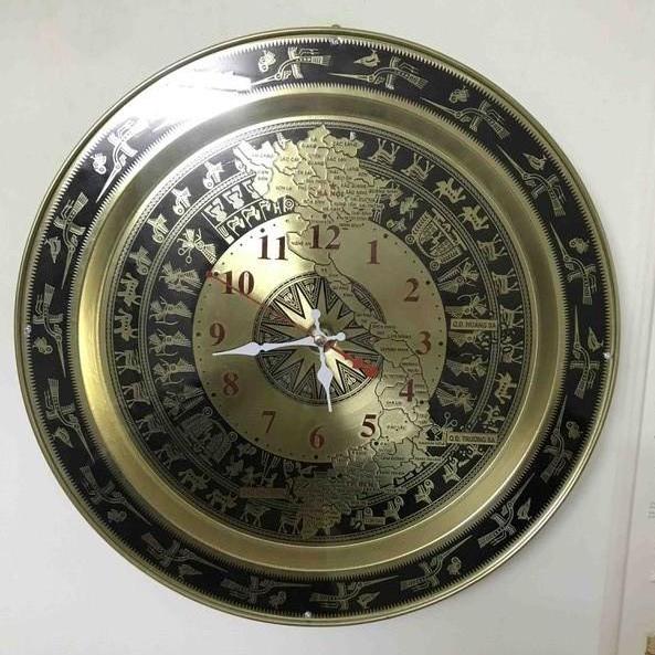 Đồng hồ mặt trống đồng bản đồ  đk 40cm