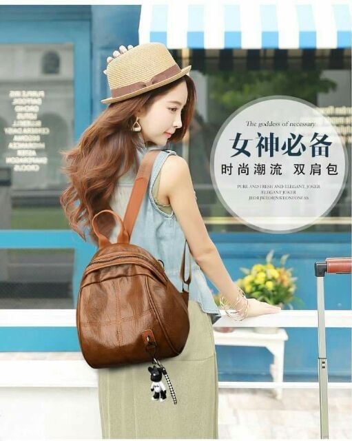 [ TẶNG KÈM GẤU ] Balo thời trang nữ da PU cao cấp bền đẹp ( tặng móc khoá gấu )