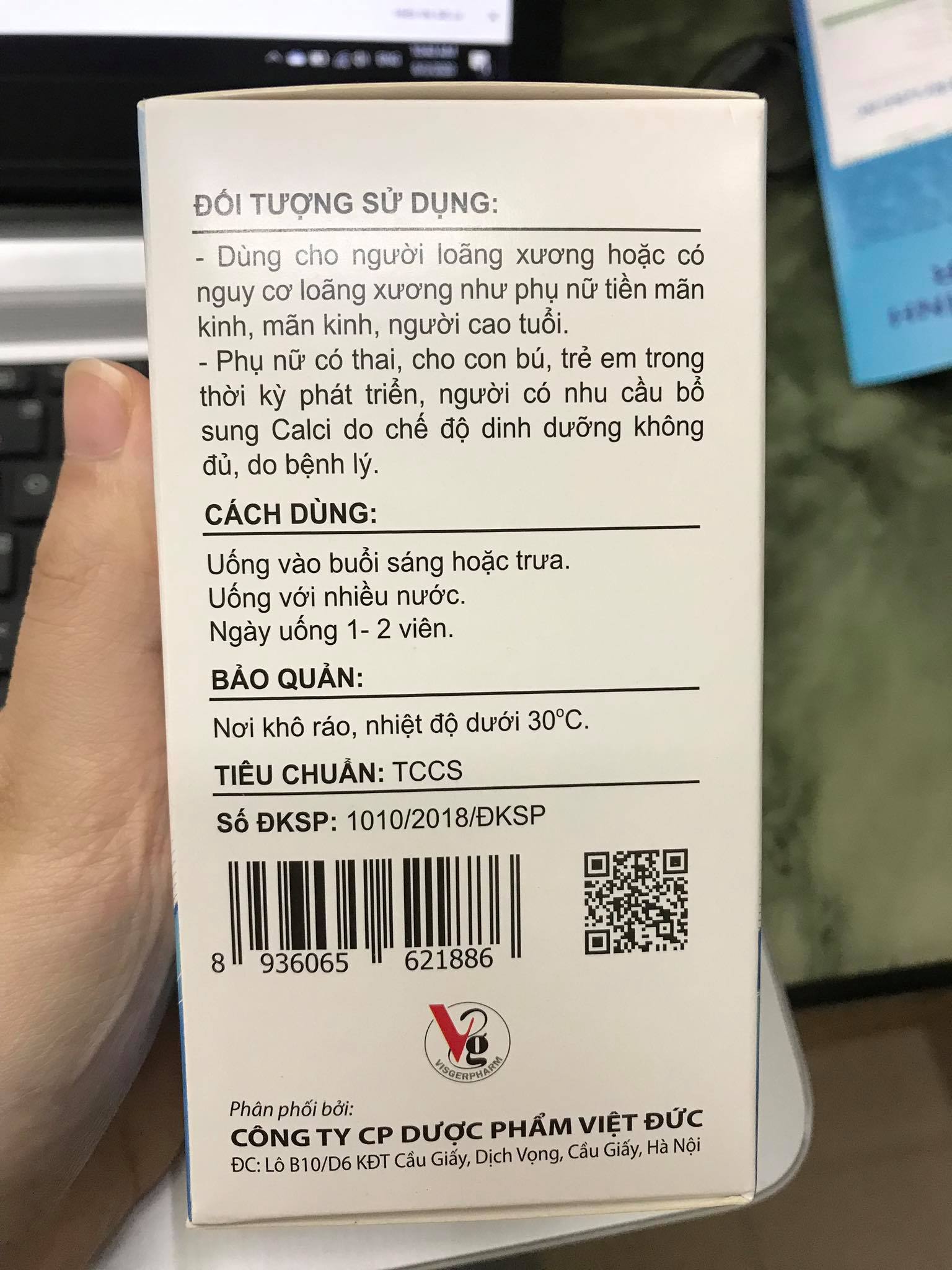 Viên uống canxi Sebonetab cho người lớn