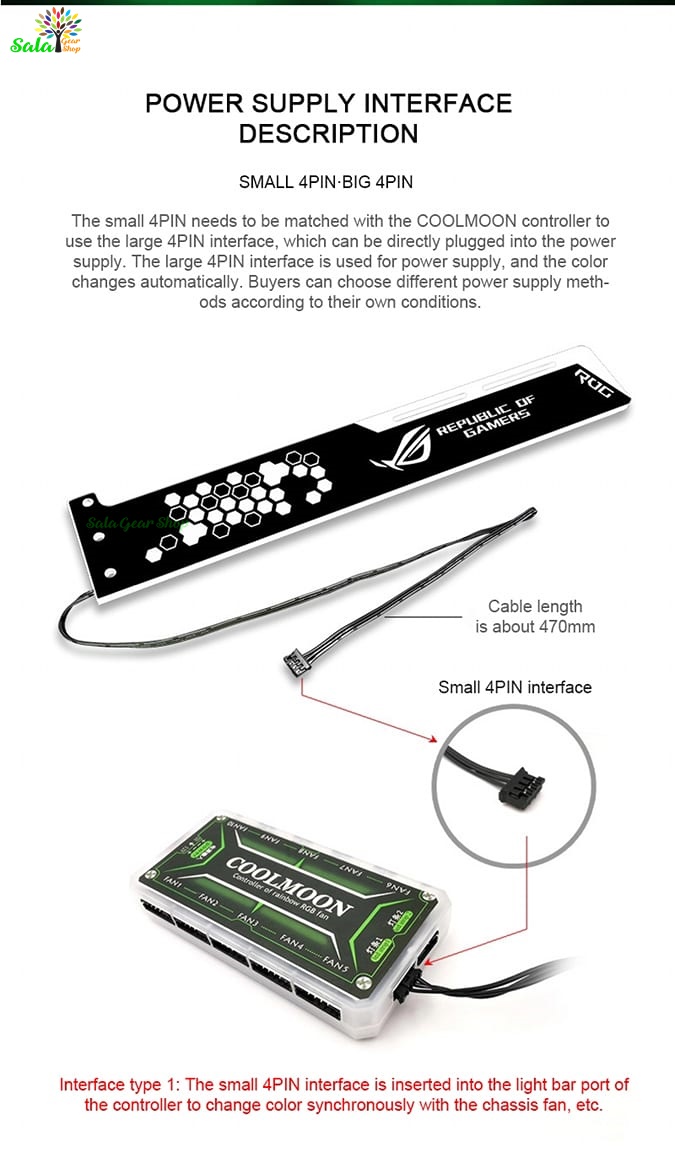 Đỡ Card VGA Logo AORUS/ ROG đồng bộ led hub Coolmoon