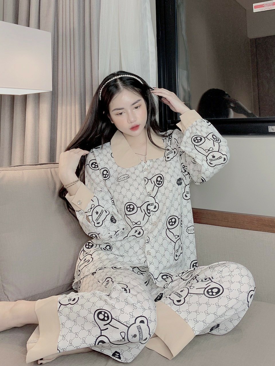 Bộ lụa Pijama lụa loại 1 chất mềm mịn, mát + Ảnh thật ,Bộ Lụa Mango dài tay