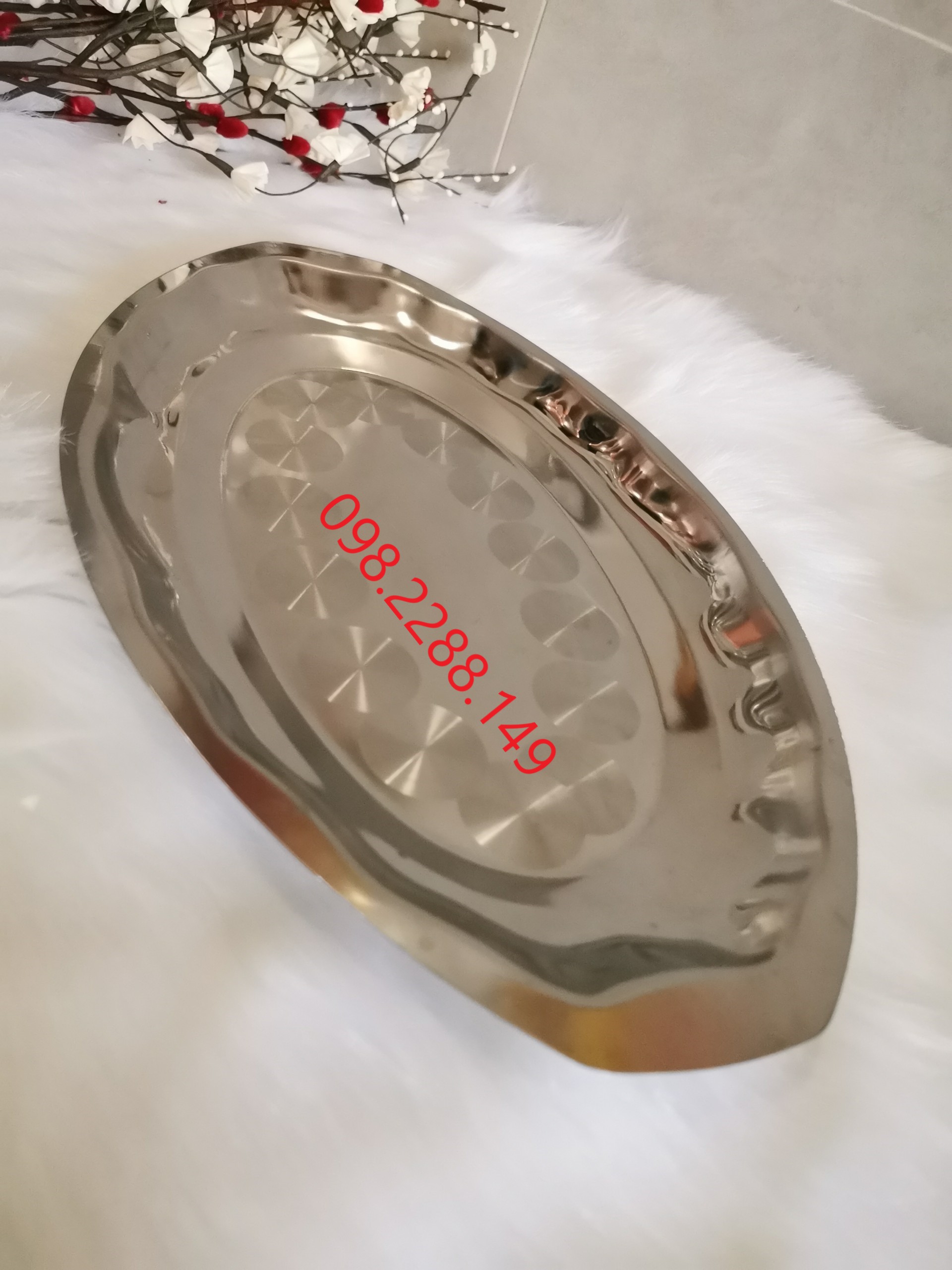 Dĩa Hấp Cá Inox đẹp mắt đủ size (Ảnh shop tự chụp)