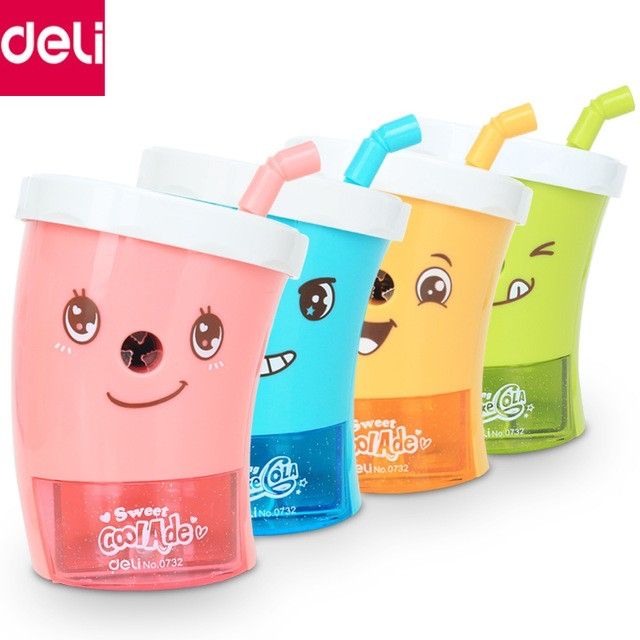 Gọt bút chì quay tay hình cốc deli - đỏ/vàng/xanh lá/xanh dương - 1 chiếc - e0732