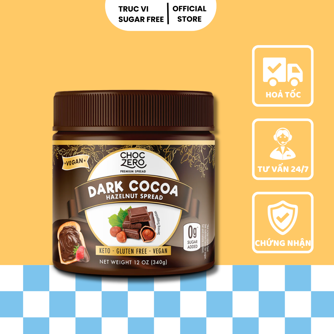 Sốt Chocolate Hạt Phỉ không đường CHOCZERO sugarfree ( keto, eat clean, gymer, tiểu đường)