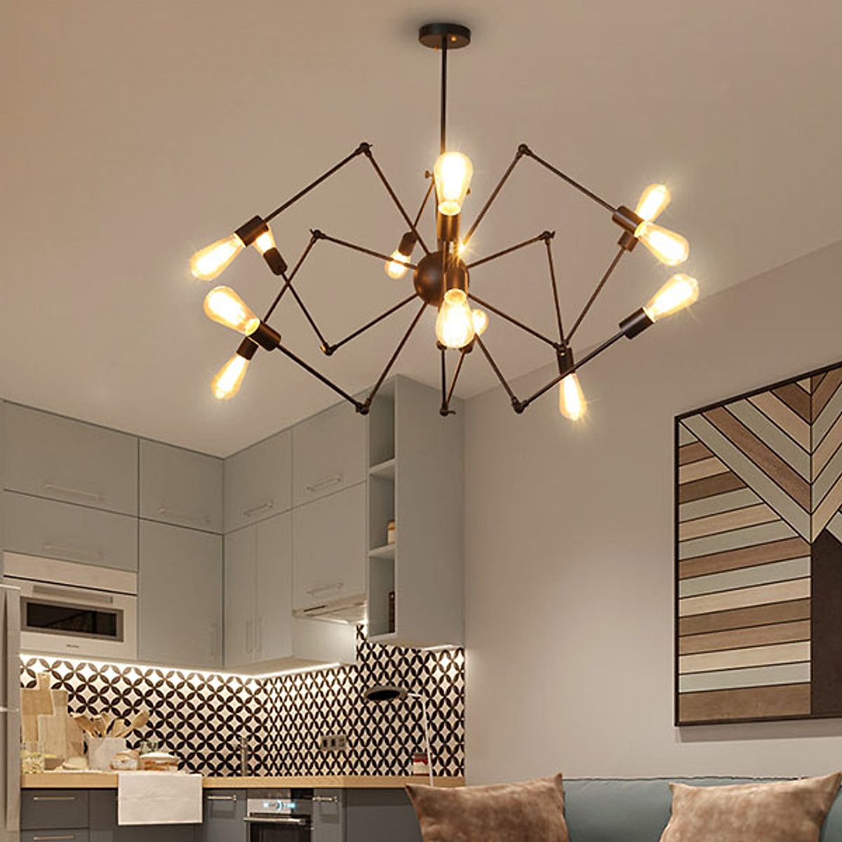Đèn chùm sắt hình chân nhện cứng TH131 - AnAn Decor
