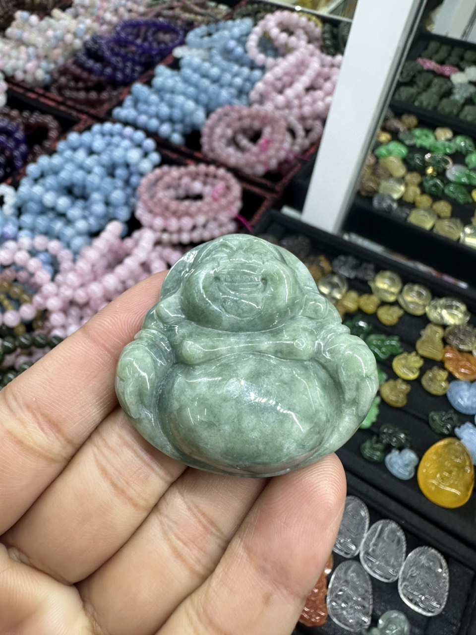 Mặt dây chuyền phật Di Lặc đá ngọc phỉ thúy
