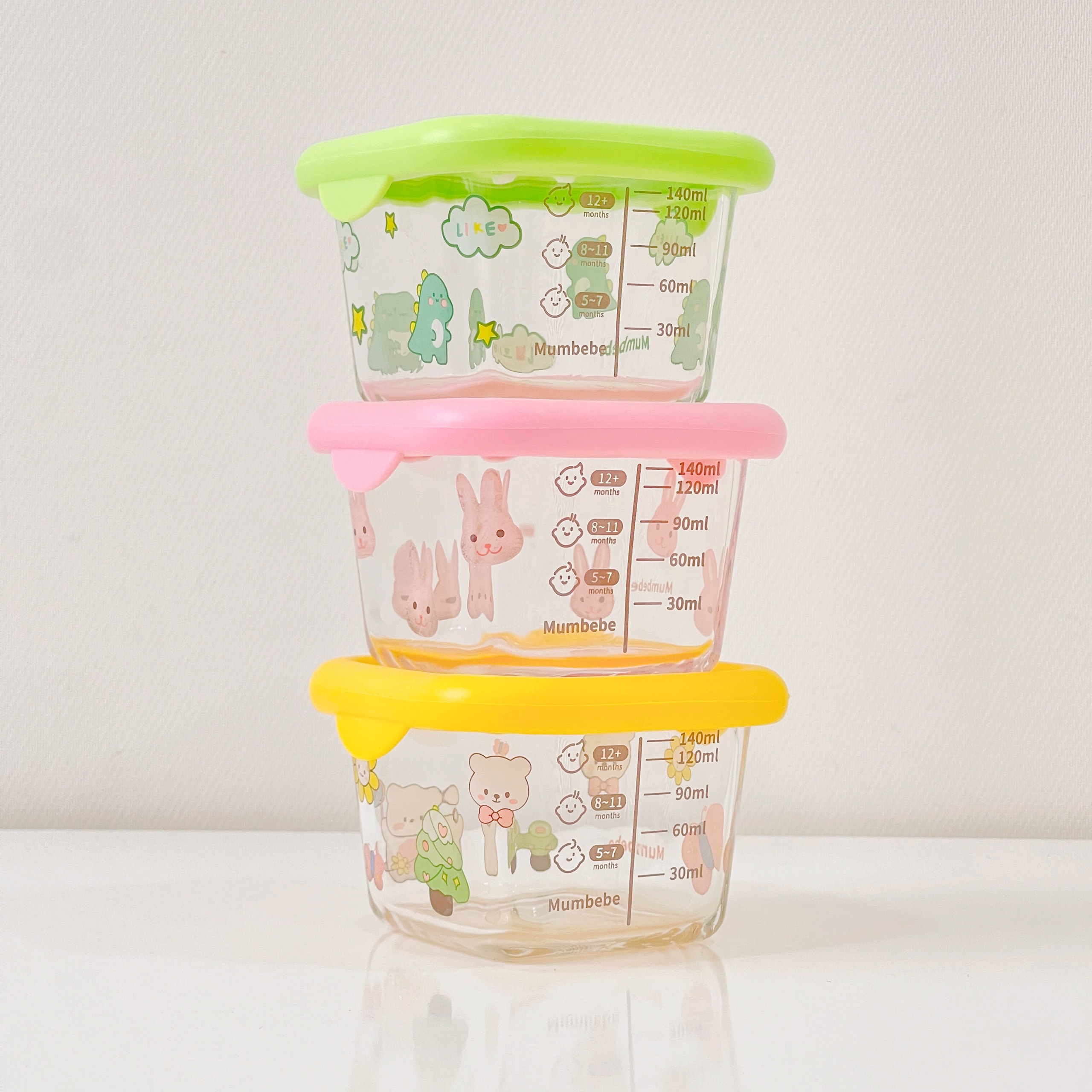 Bát Thuỷ Tinh Đựng Đồ Cho Bé Ăn Dặm Có Vạch Chia Ml - Hộp Trữ Đông Thực Phẩm Có Nắp Cho Bé Và Gia Đình