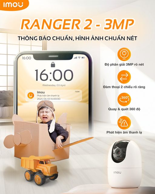 Camera Wifi IMOU A32EP 2K Thu Âm, Báo Động, Đàm Thoại 2 Chiều