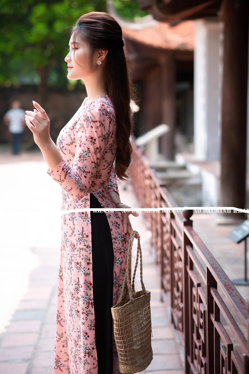 ÁO DÀI HOA NHÍ ĐỎ TC12